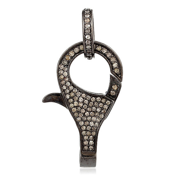 Diamond Lobster Lock 30X14mm 925 Sterling Silver Pave Diamond Lobster 1 Pc Pave Diamond Lobster Clasp Pave Diamond Clasp