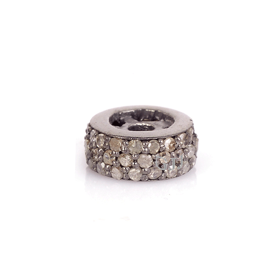 Diamond Jewelry Findings Spacers Pave Connectors Open Filigree Two Tone Beads Diamond Findings Silver Sterling 925 Standard 11mm