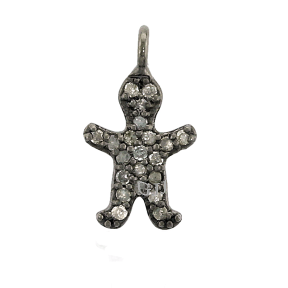 5 Pieces Wholesale Natural Diamond Pave Yatch Charm Pendant Finding GDS342 925 Sterling Silver Antique Gold Finish Charm 16x17mm