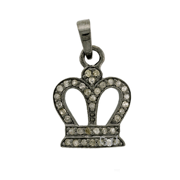 Pave Charm 925 Oxidized Silver Jewelry 13mmx11mm Size GS045 Flower Charm  Pendant 1 Pc Pave Diamond Opal Charm Pendant