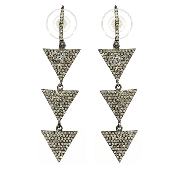 online retail/wholesale Triangular Shape Dangle Pave diamond Earring of ...